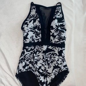 Black floral one piece